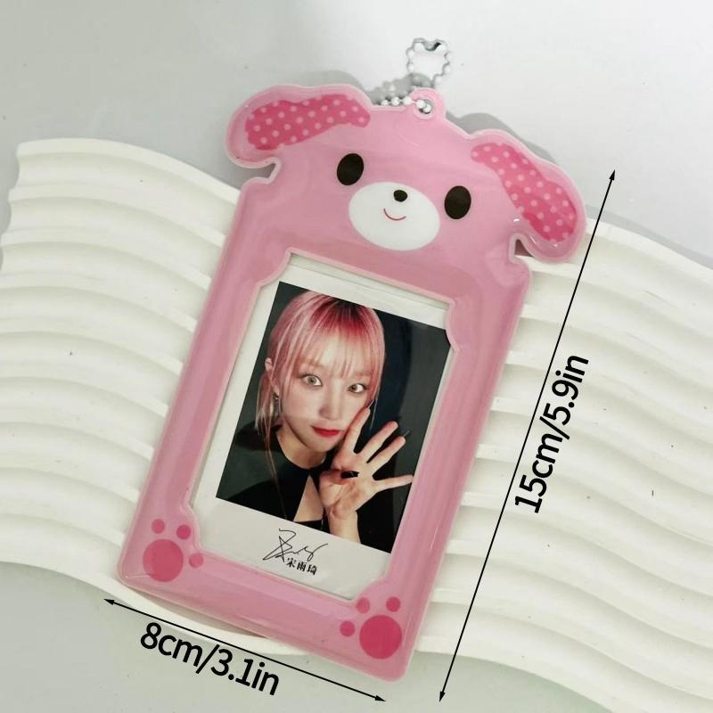 Cute Animal Photocard Holder K-Pop Idol Photo Card Sleeves With Keychain Id Badge Holder Card Protector Anime Game Peripheral Set