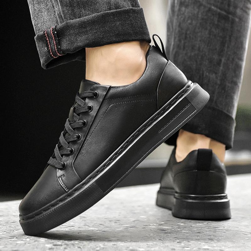 Brand Genuine Leather Mens Shoes Fashion Outdoor Flat Designer Sneakers Casual Leather Walking Shoes Tennis Masculino Board Shoe
