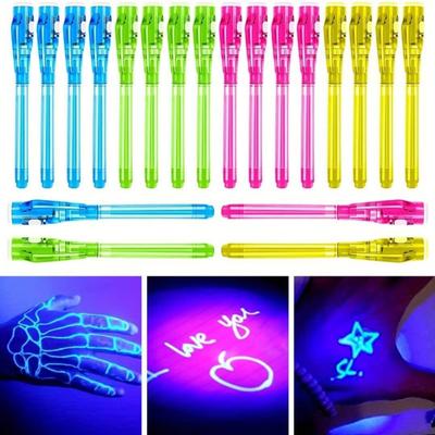 4/16pcs Gift Pen Magic Purple 2 In 1 UV Graffiti Black Light Combo Creative Stationery Invisible Ink Pen Marker Pen Highlighter Office