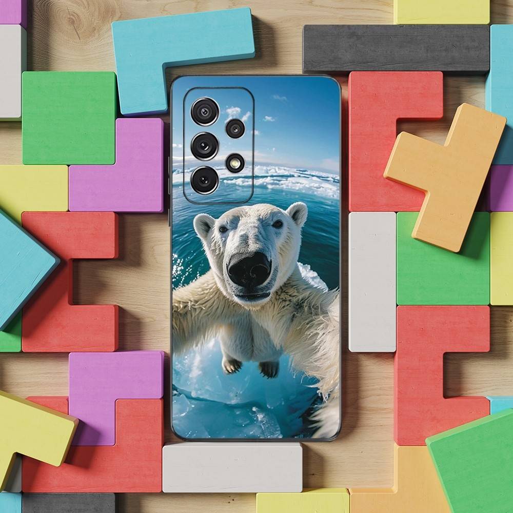 

Cool Animal Polar Bear For Samsung S9,S10,S20,S10,S21,S25,S24,S23,Ultra,FE,Plus,Lite,Soft Silicone Black Case SamsungS21FE