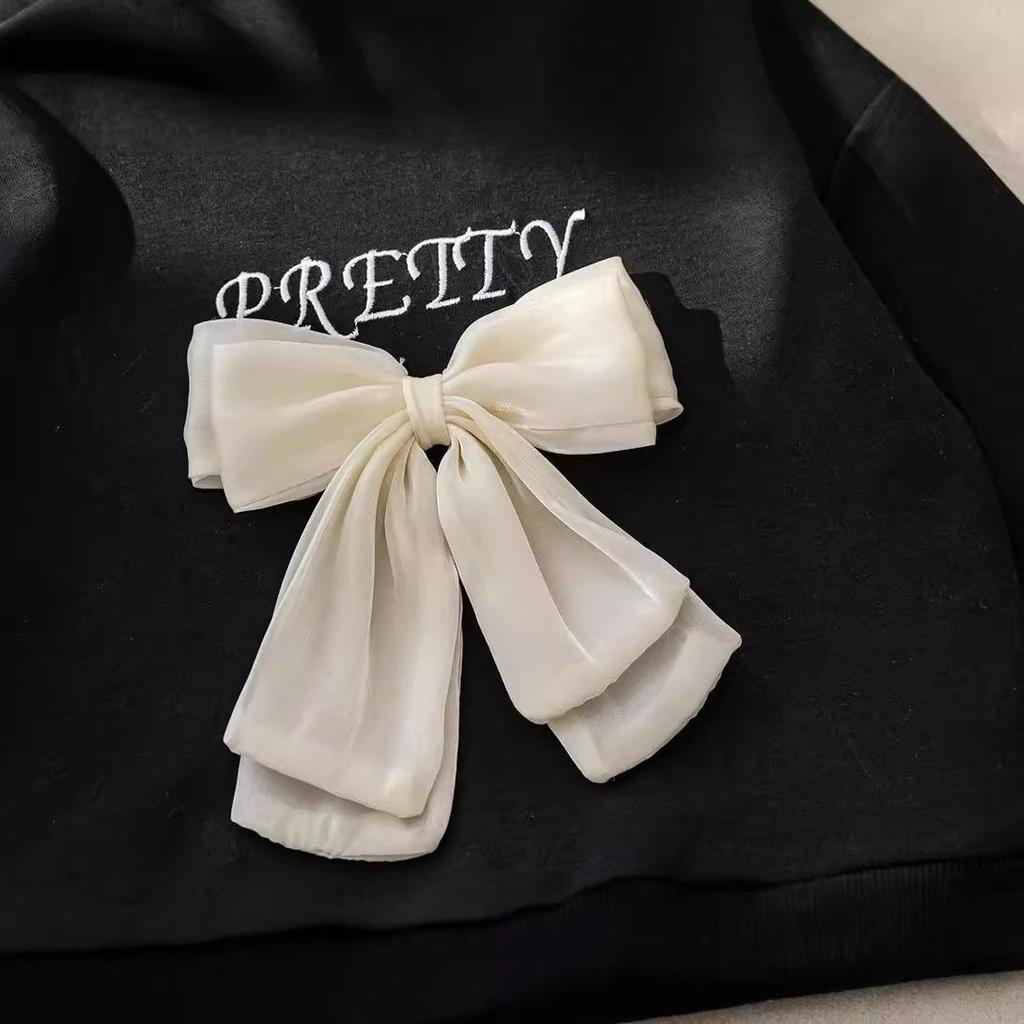 Dívčí mikina s mašlí v korejském stylu na jaro/podzim 2024 - Módní pulovr