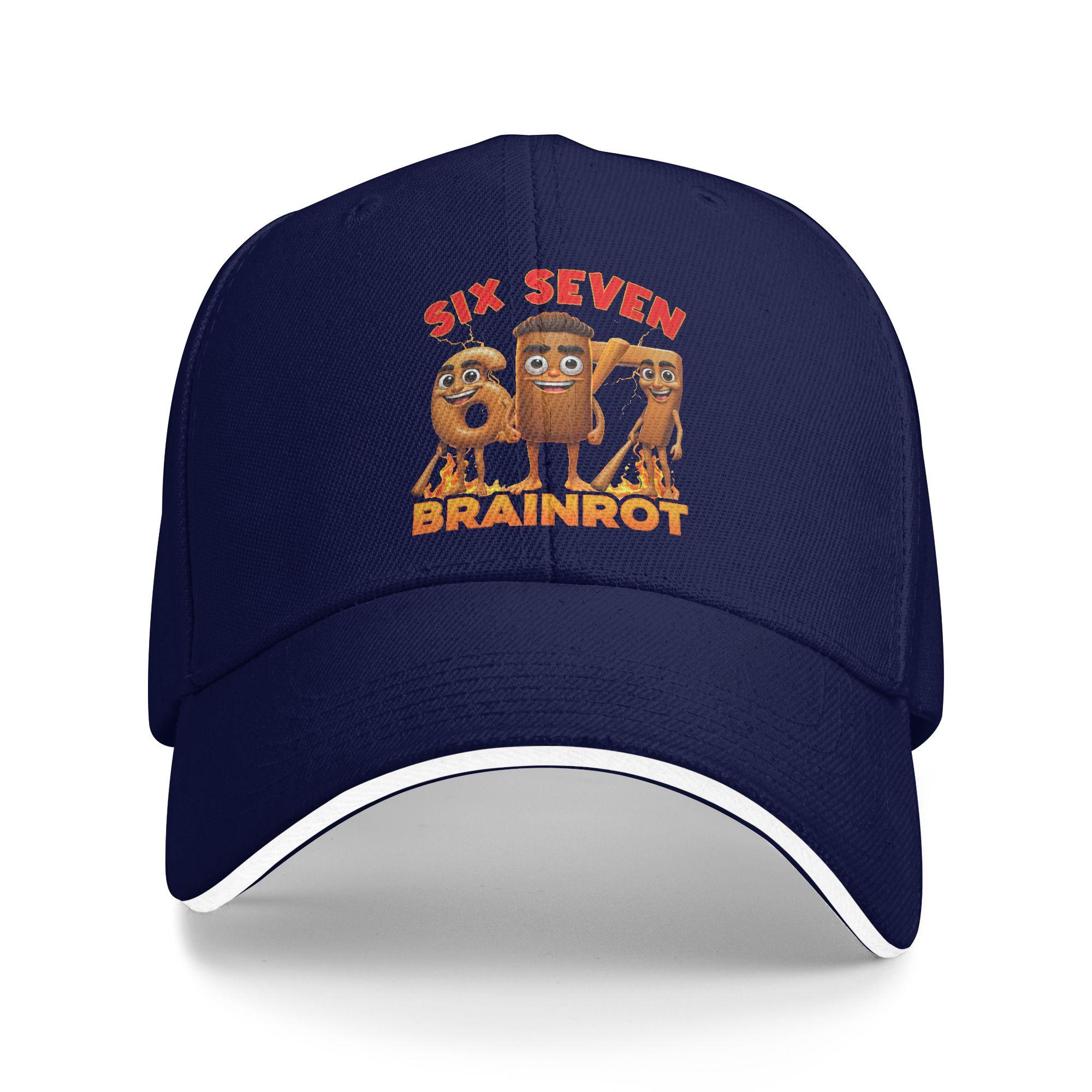 

Funny 67 Italian Brainrot Tung Tung Sahur Six Seven Meme Baseball Cap Fashion Men Trucker Hat Design Fishing Baseball Caps Gift One Size темно-синього кольору