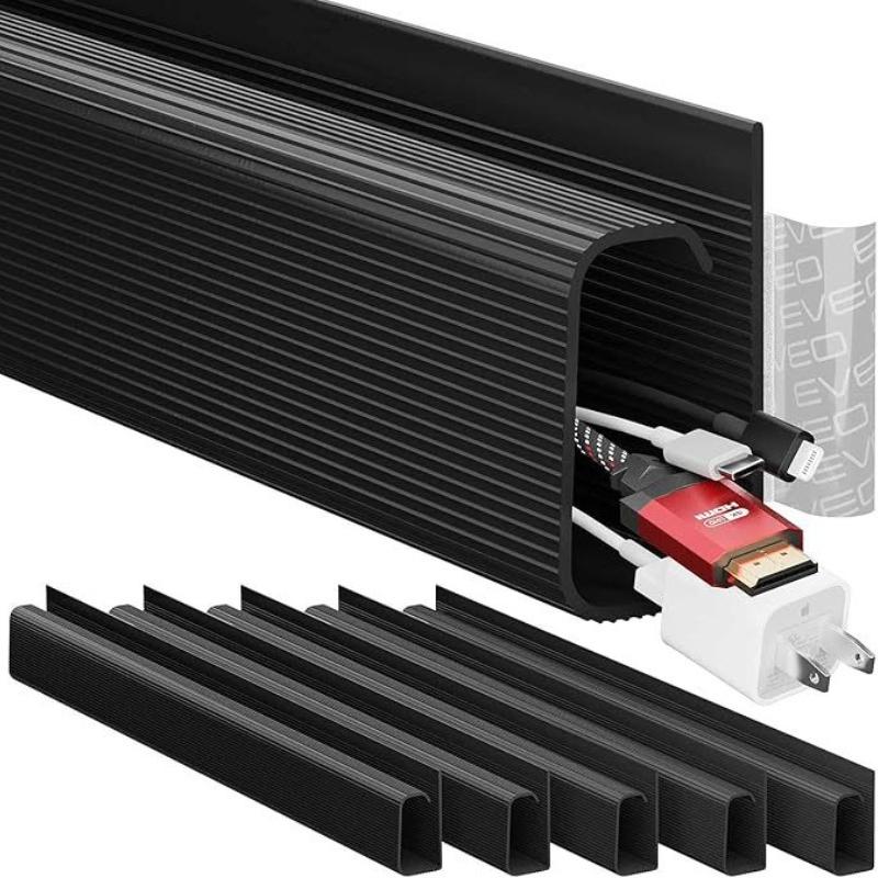 Desk Cable Organizer Box-PVC Wire Tray with No-Nail Self-Adhesive Storage Rack Trace-Free Wire Management & Storage Case