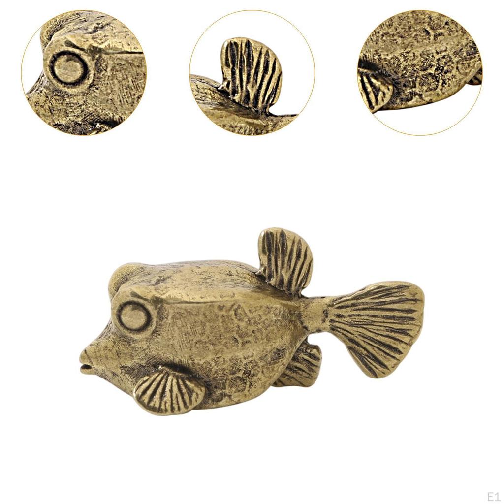 Fish Staute Miniature Figurine Realistic Antique Collection Tea Pet Copper Ornament for Bedroom