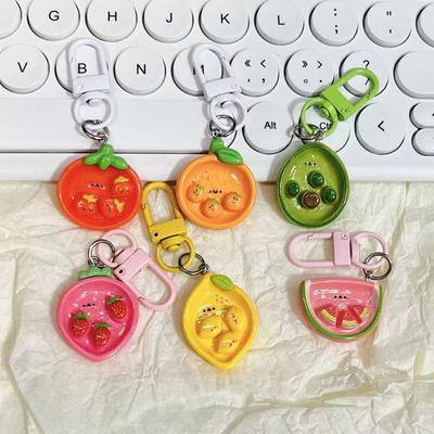 1Pcs/5Pcs Strong And Durable Gifts Women Keychain Wallet Resin Keychain Decoration Cute Fruit Keychain Hanging On Backpack