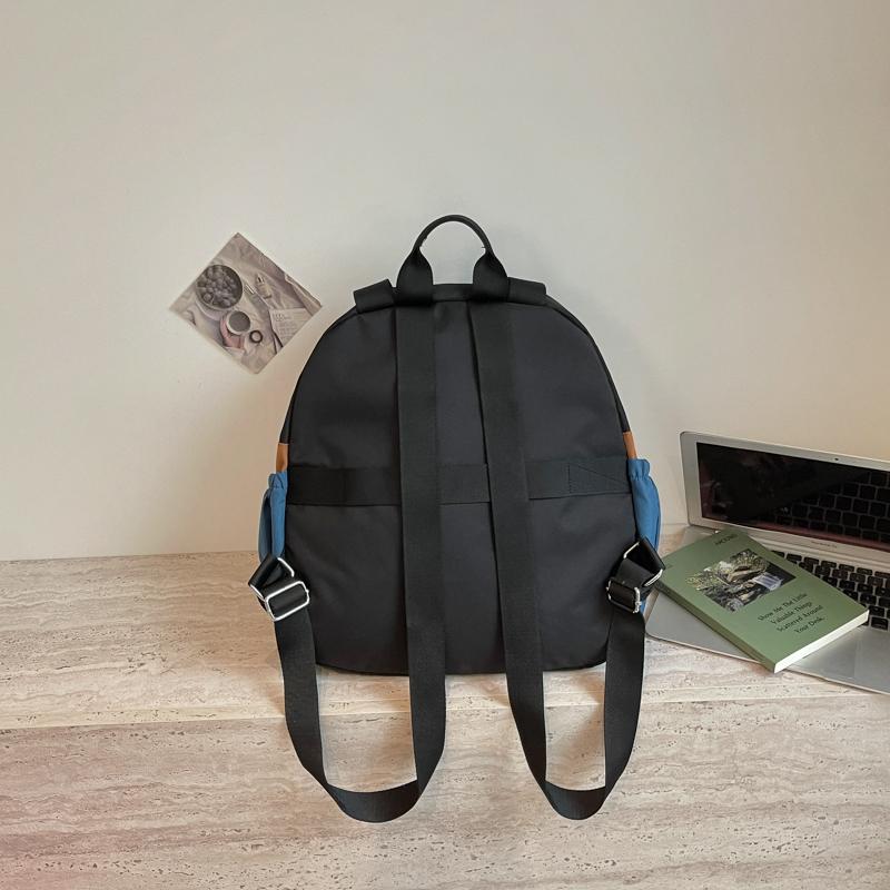 Color Contrast Backpack Women's Large Capacity Commuter Handbag Multi-Functional Plaid Tote Bag
