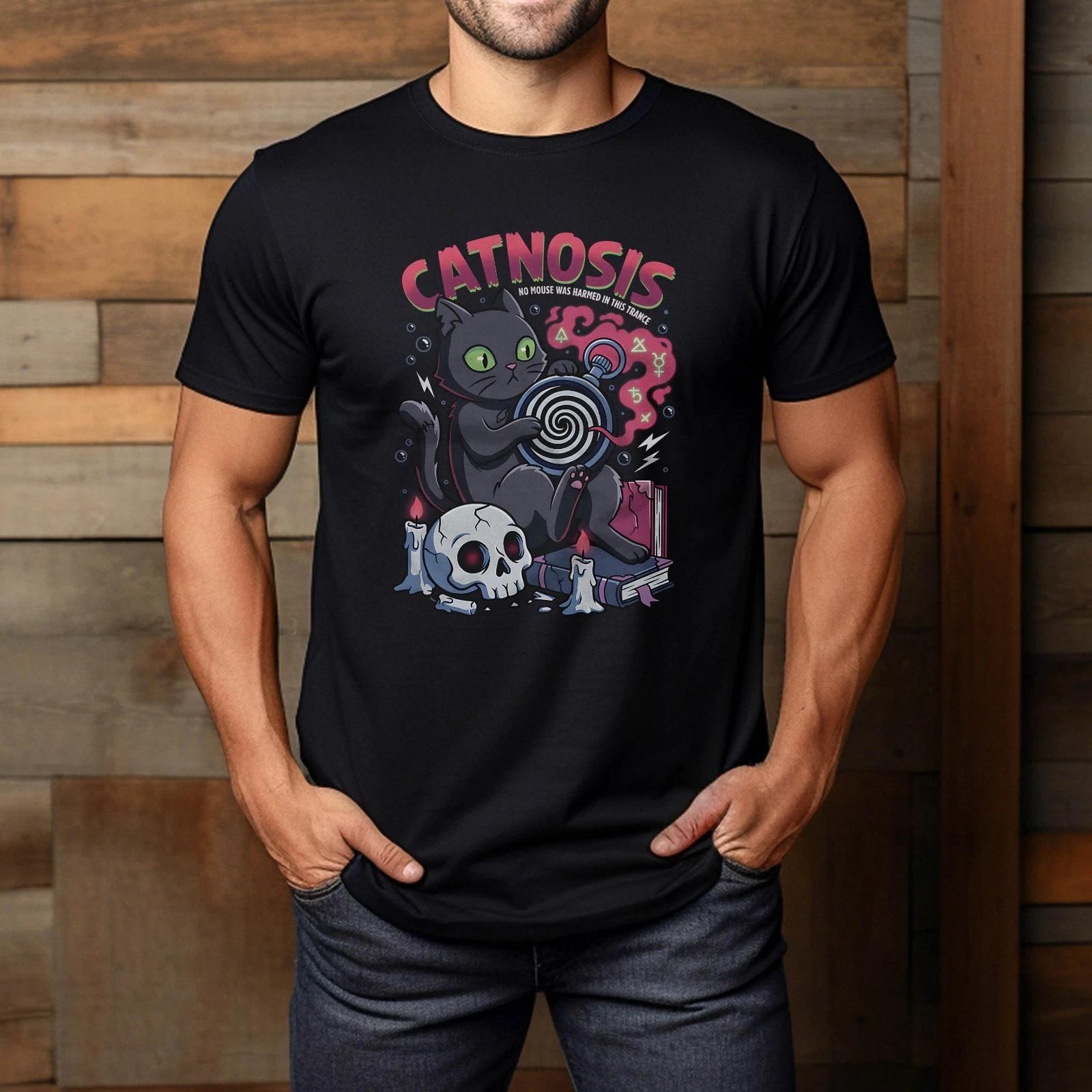 

Catnosis Black Cat Hypnosis Magic Skull T-Shirt 3XL