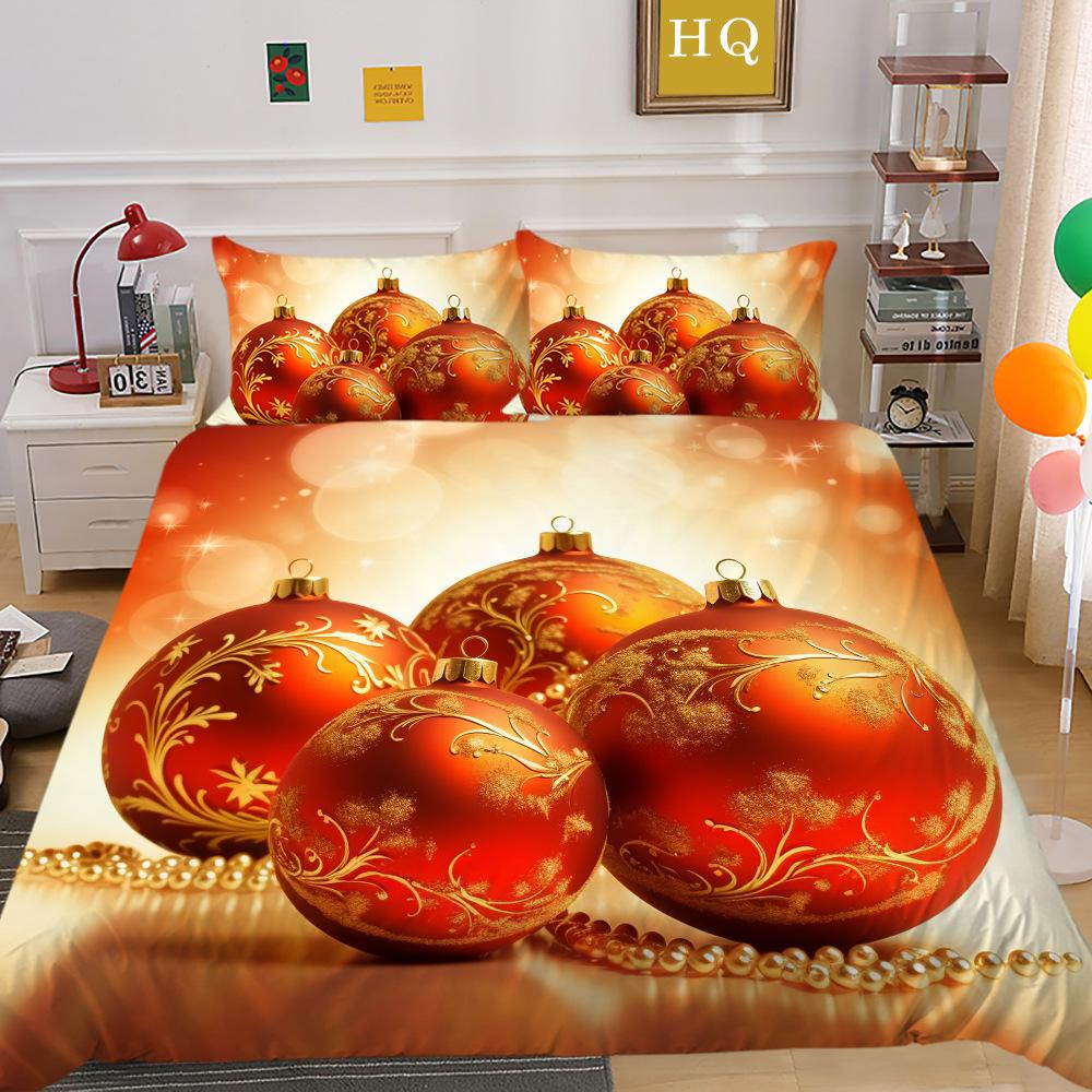 Christmas Digital Printing 3D Printing Polyester Pillowcase Quilt Cover Two Or Three-Piece Set