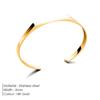 18K Gold Stainless Steel Open Bangle - Women's Geometric C-Shaped Minimalist Bracelet for Commuting