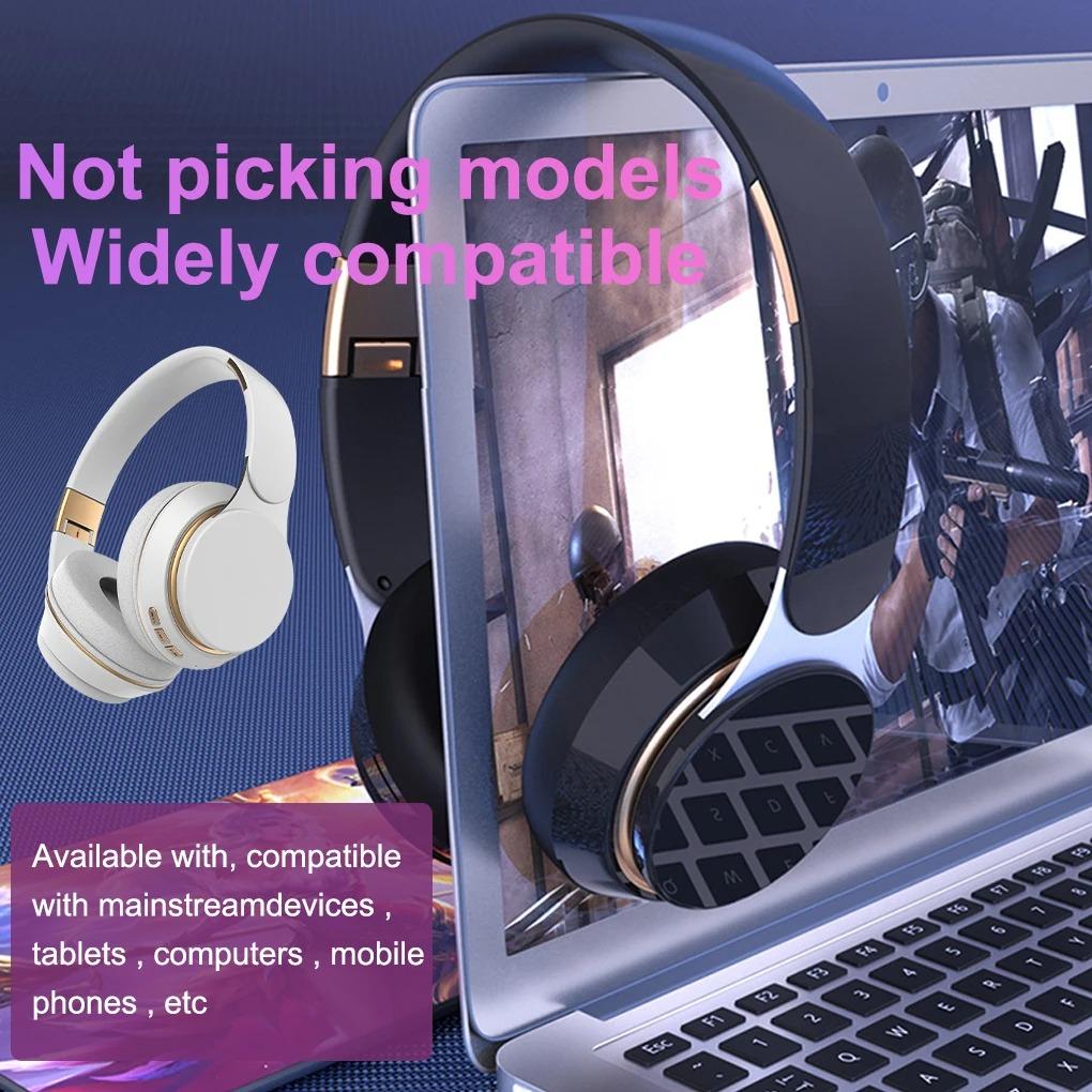 Auricolari Wireless Bluetooth 5.0, Auricolari Pieghevoli Stereo Lossless con Microfono, Slot FM, SD/TF, Cancellazione Attiva del Rumore, Durata Riproduzione di 20 Ore