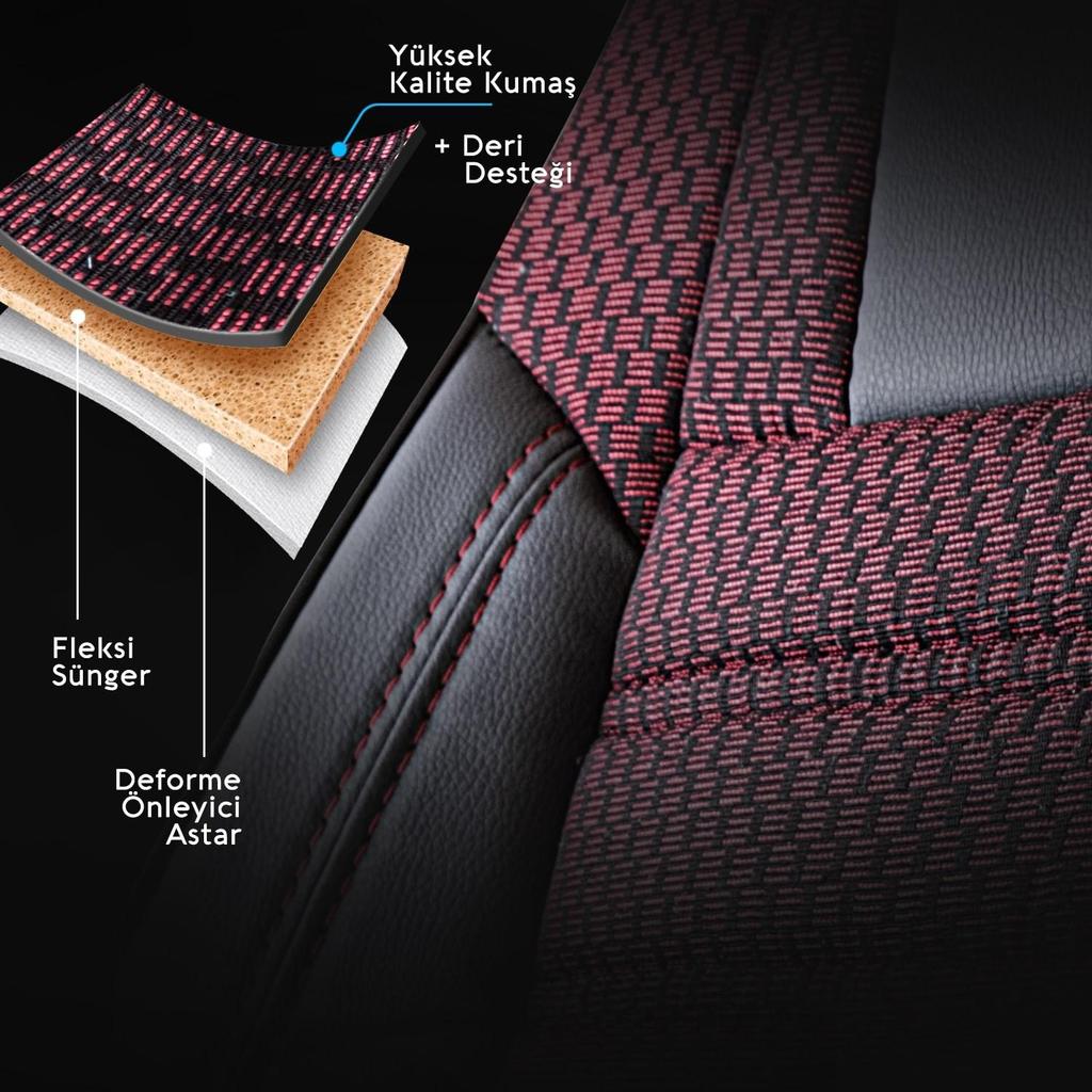 COMFORT SERIES WOVEN FABRIC CAR SEAT COVER Claret Red Black