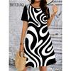 Tie Dye Gradient Striped Printing Dresses For Women Summer Fashion Plus Size Dress Casual Short Sleeve Loose Dress 6XL Clothing