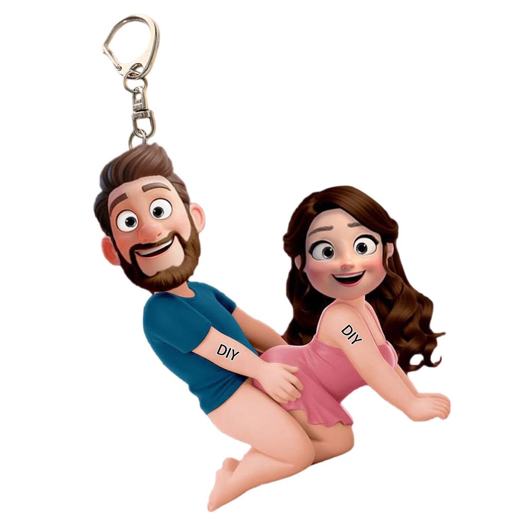Personalized Couple Keychain - Gifts For Couple Funny Boyfriend Girlfriend Husband Wife Anniversary Valentine Day Gag Present Key Ring,2D,