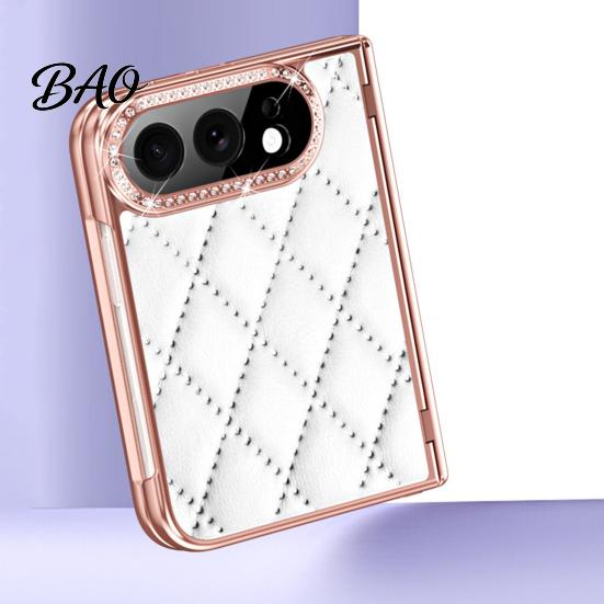Scratch Resistant Phone Shell Faux Leather Case for IPhone-Duo, with Screen Protector & Hinge Impact Protective Protection, Rhinestone Cover,