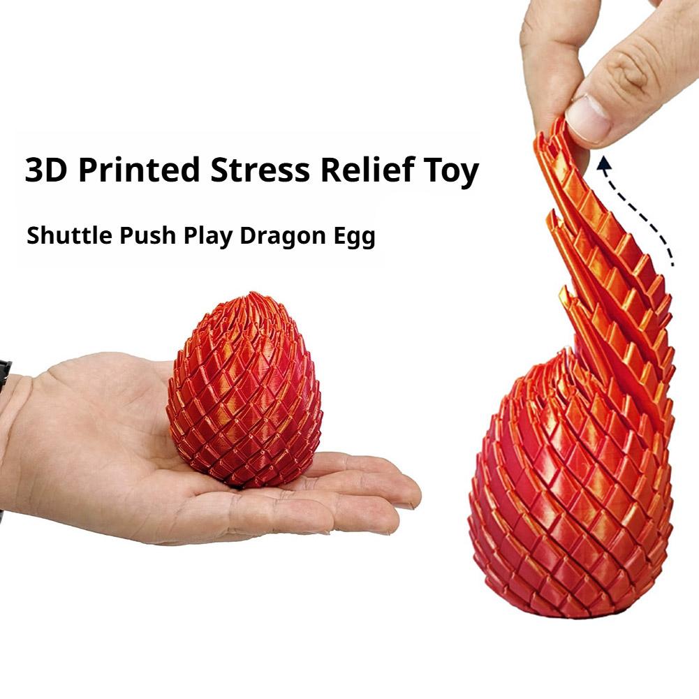 3D Printed Dragon Egg Stress Toy Articulated Stretching Sensory Fidget Toy Deformable Dragon Egg Gift for Kids Adult Fidgets