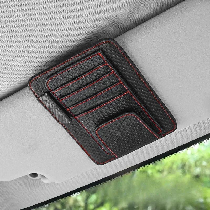 Car Sun Visor Organizer Multi-Pocket Auto Interior Accessories Pocket Organizer Car Document Storage Pouch Glasses Holder