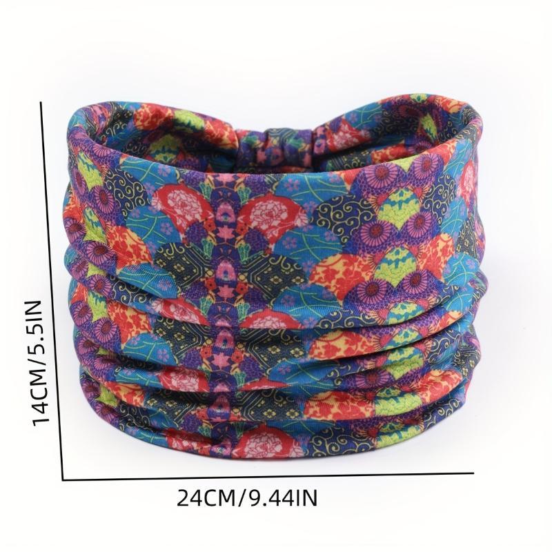 African Tribal Print Wide Headband With Soft Stretchy Fabric For Yoga Workout Running Wear