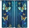 Blue Flower Butterfly Curtains Girls Boy Home Decor Spring Plant Daisy Floral Pattern Drapes Window Curtain With Rod Pocket Polyester