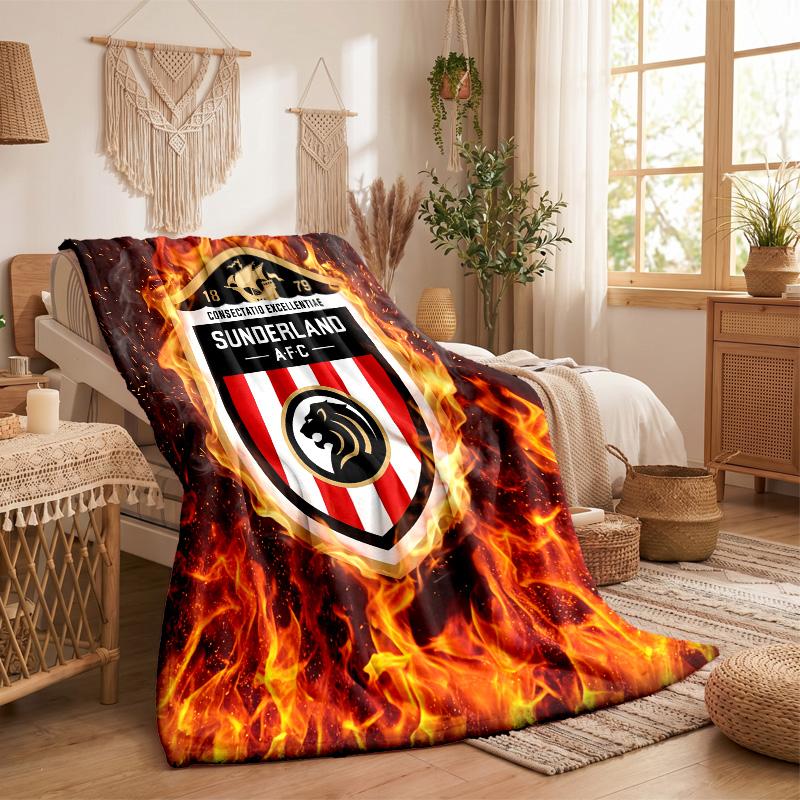 Sunderland Football Print Flannel Blanket Soft Warm Sofa Bed Throw Blanket For Home Office Bedroom