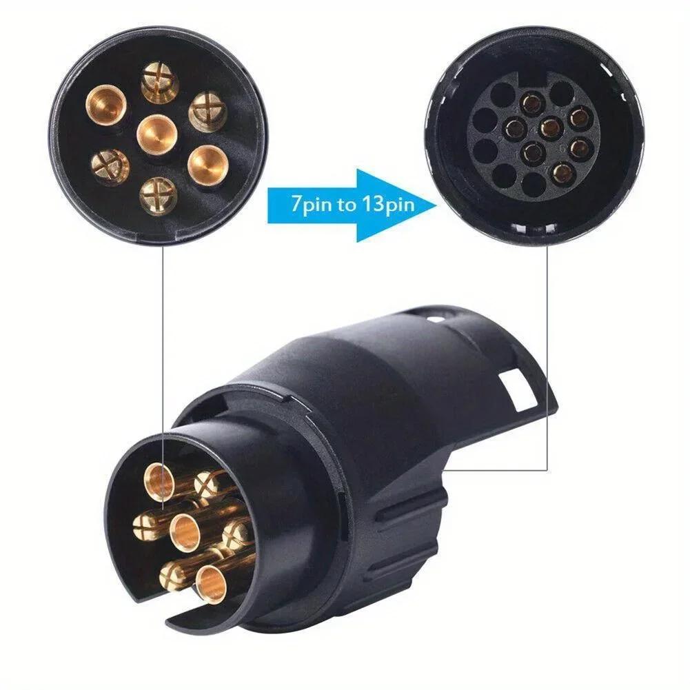 7 Pin To 13 Pin Plug Adapter Trailer Connector 12V Towbar Towing Waterproof Plugs Socket Adapter Car Truck Caravan Accessories