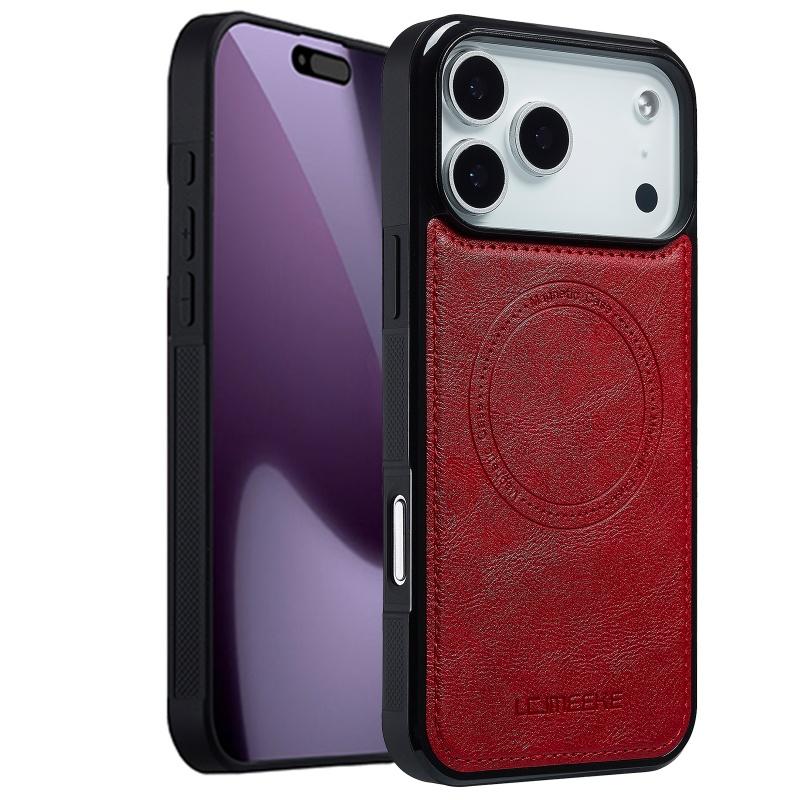 PU Leather MagSafe Magnetic Wireless Charging Phone Case For iPhone 17 Air 16E 15 14 13 Mini 12mini 11 XS XR 8 7 SE Back Cover