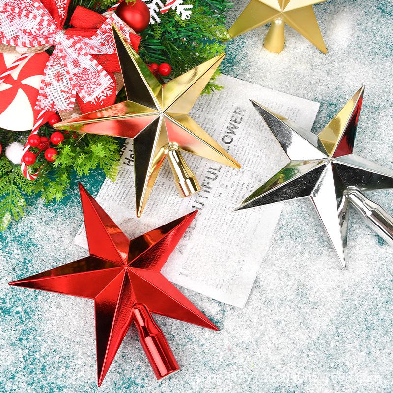 Electroplated 20CM Five-pointed Star Tree Topper for Christmas Decoration
