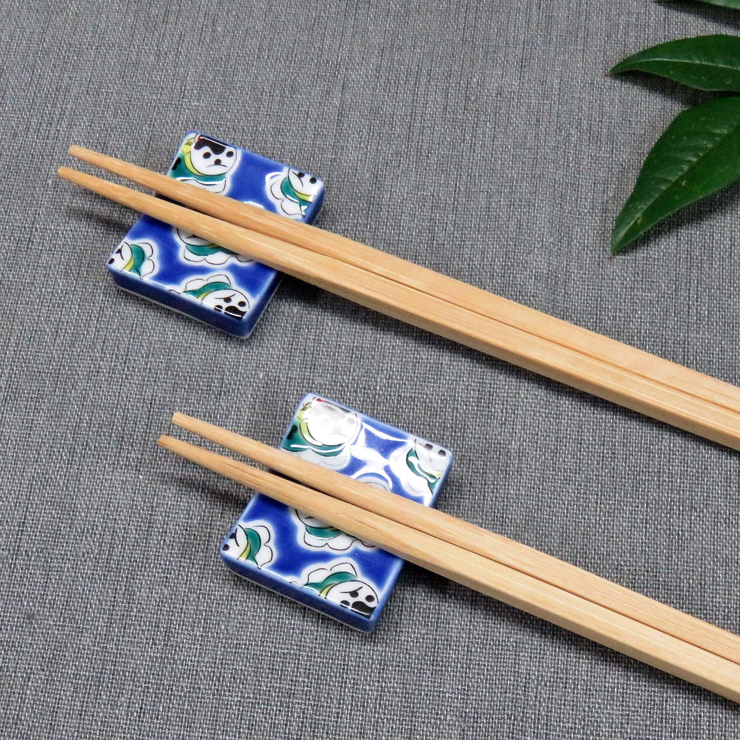 

Stylish Kutani Ware Pair Chopstick Rest Inuhariko Ceramic Cutlery Made in Japan Set, Rest,