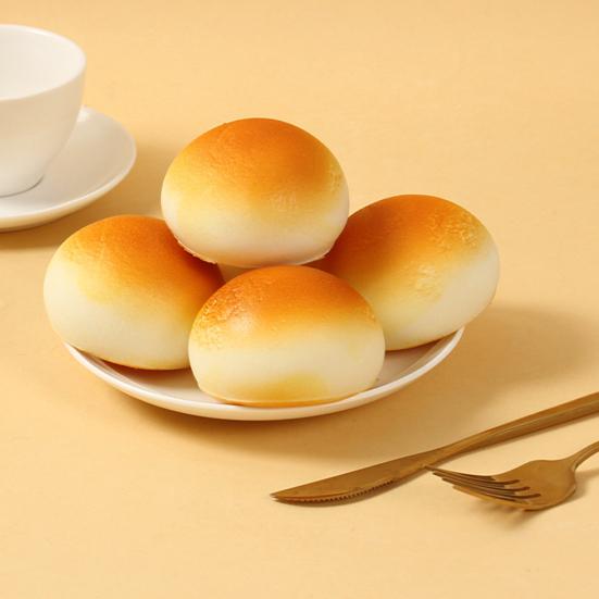 Realistic Golden Bun Squeeze Toy PU Slow-Rising Fidget Food-Themed Design Soft Stress Reliever for Kids Adults Novelty Gift for