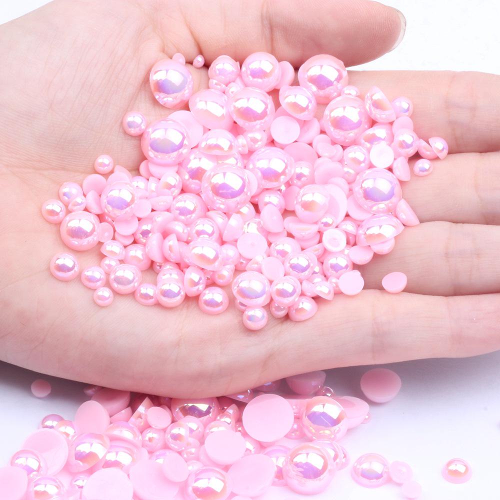 Colorful Flat-Bottomed Semi-Round ABS Imitation Pearls, 2-10mm, Mixed Sizes, 1000 Pieces for DIY Jewelry