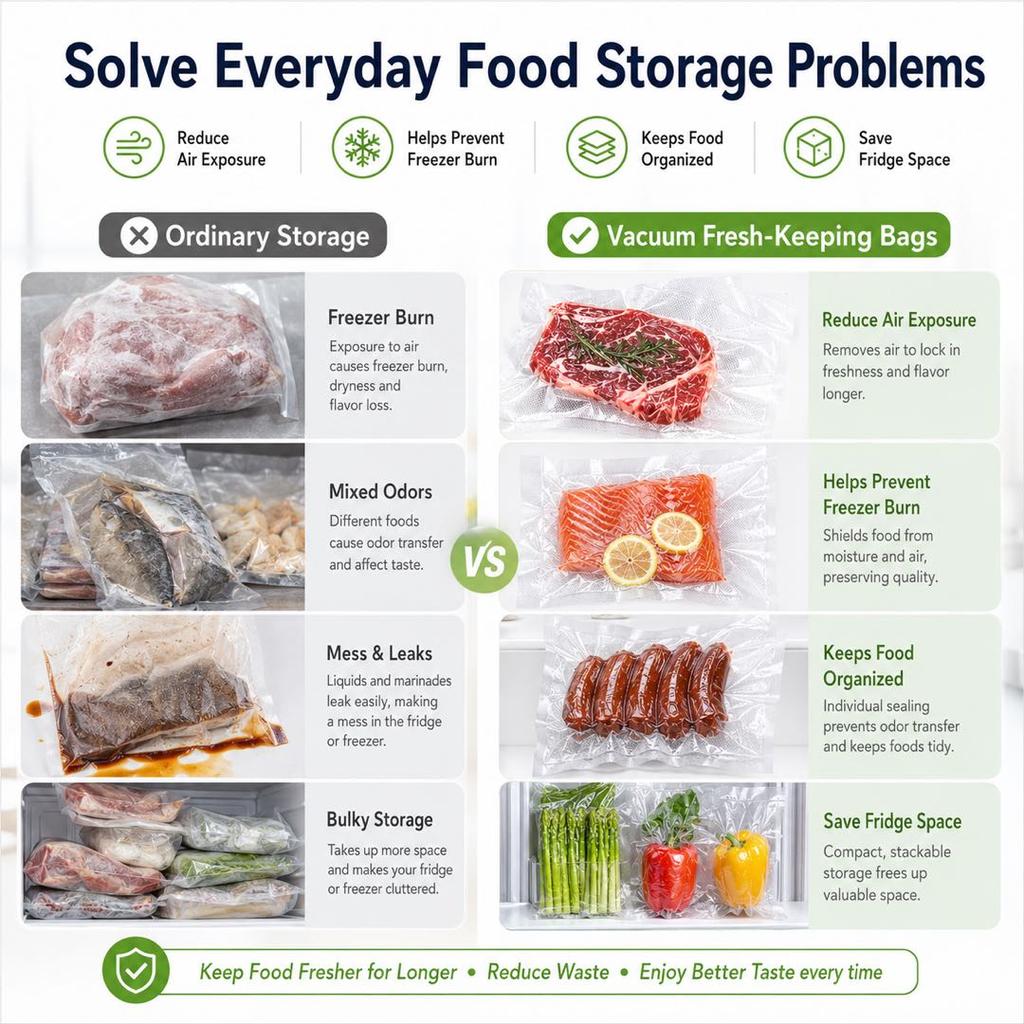 Vacuum Fresh‑keeping Bags, Textured Sealer Bags, Special Vacuum Packaging Bags, Household Compression Bags, Sealing, Kitchen Supplies