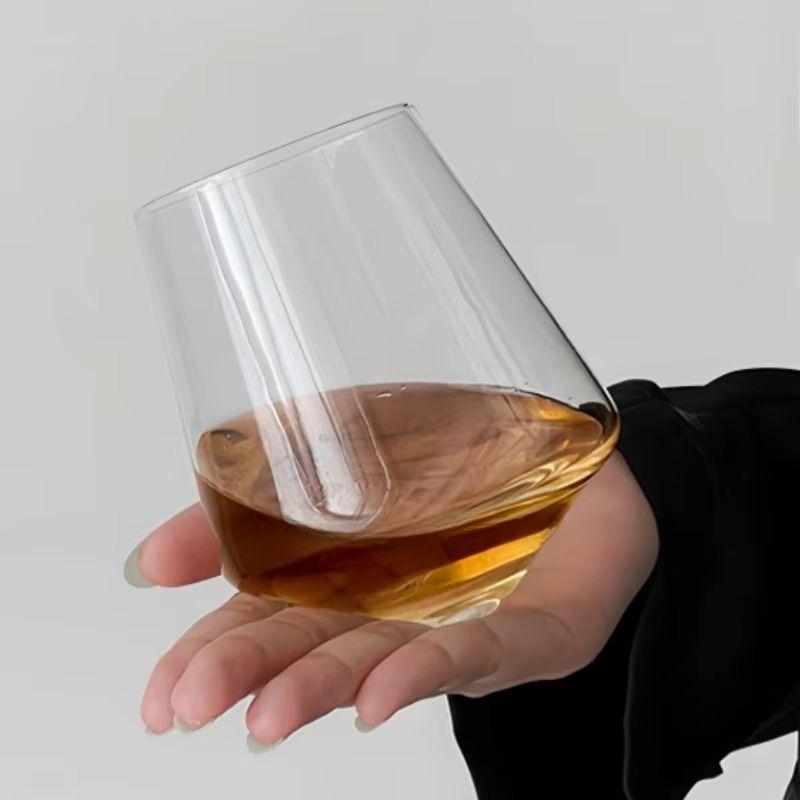 530ml Transparent Foreign Wine Mug Creative Rotating Whiskey Glass Irregular Glass Cup Tumbler Down Bar KTV Club Wine Glasses