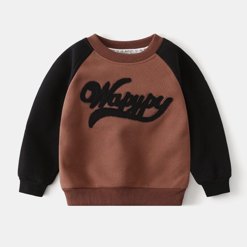 Children's Fleece Sweatshirt for Autumn and Winter, Boys' Fleece Top, Boys' Letter Print Warm Pullover Clothing