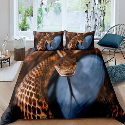 Schlangen Bettbezug Set 3D Python Palmblatt Bettwäsche Set King Size Reptil Tropisches Thema Bettdeckenbezug Für Kinder Jungen Mädchen Teenager