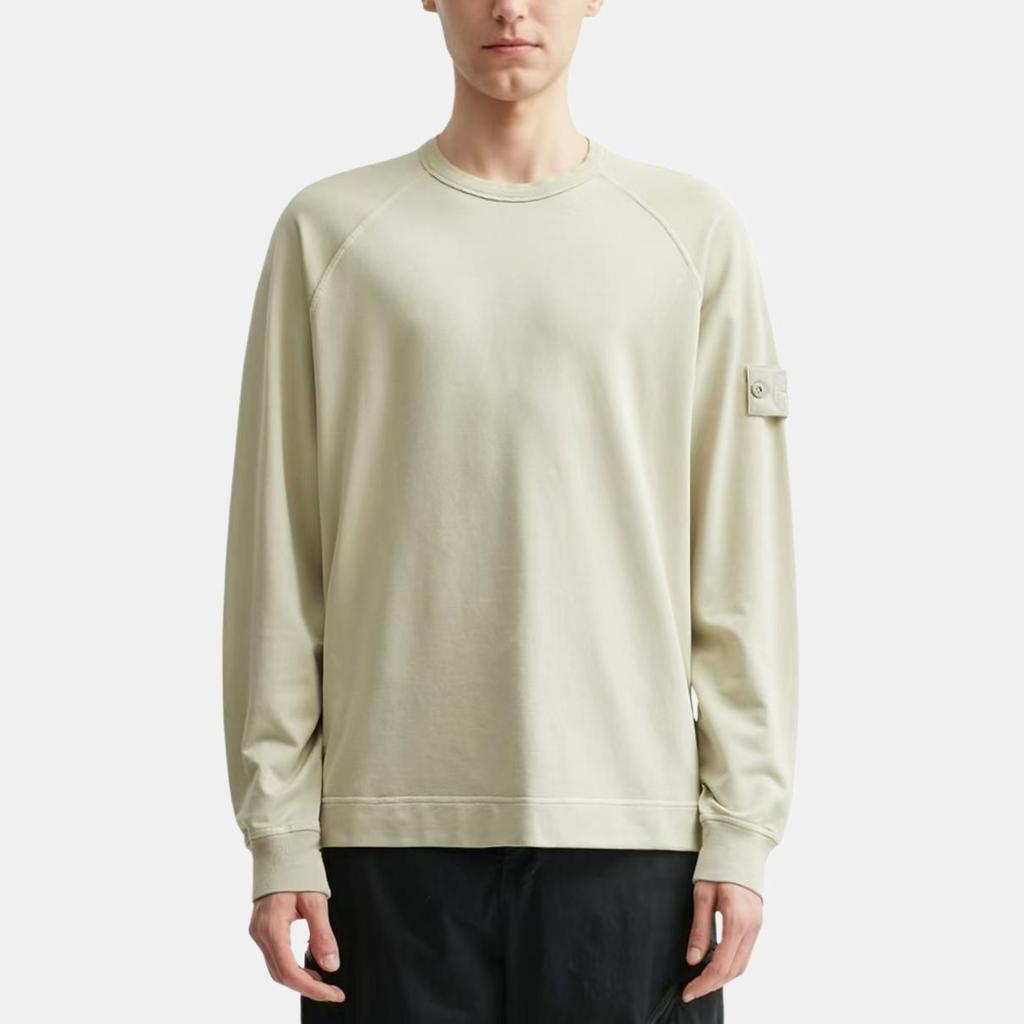 Stone Island Ghost Series Ss25 Ghost Pieces Lightweight Cotton Crew Neck Sweatshirt Unisex Sweatshirt Beige K1S1561000-11S00F3-V0090