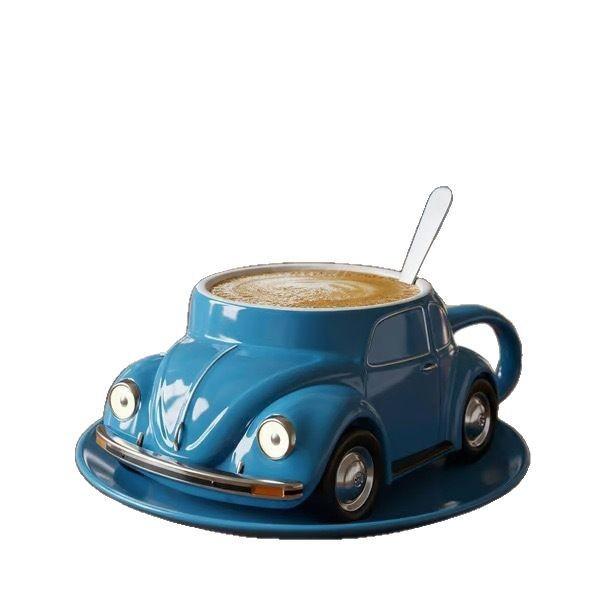 Beetle Coffee Mug Multi-color Car Shaped Cup Retro Creative Desktop Mug Ornament Unique Gift for Car Lovers Home Office 200ml синий