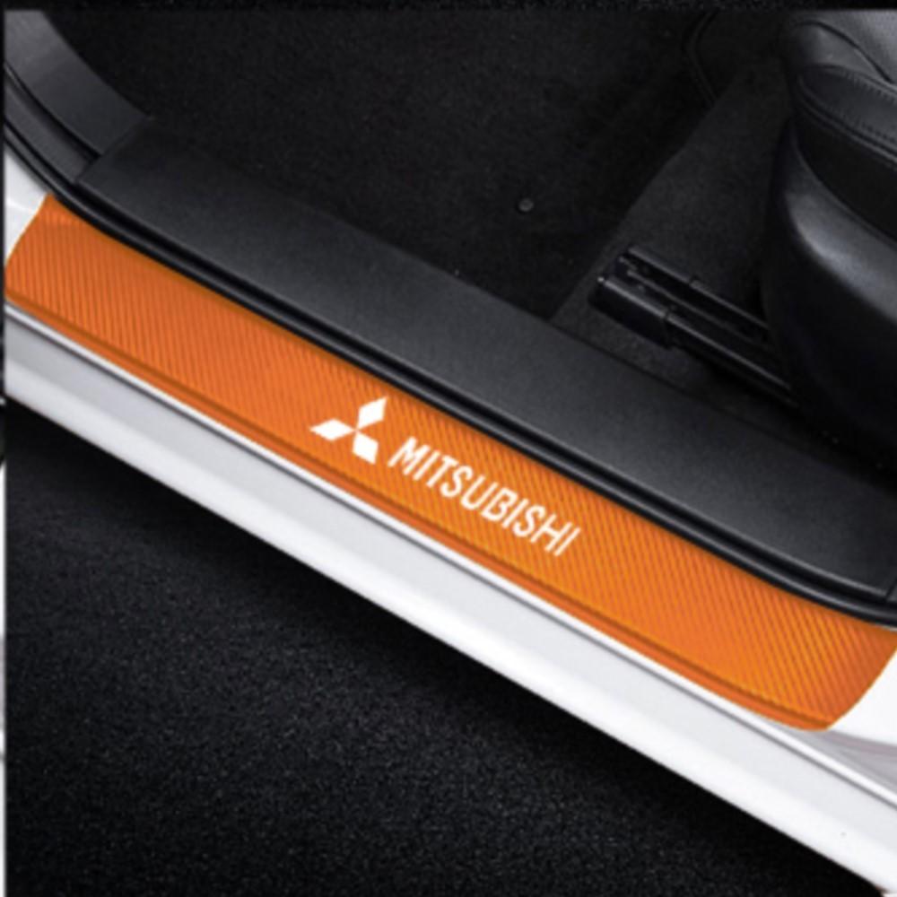 4Pcs Car Door Carbon Fiber Sill Scuff Plate Decoration Sticker For Mitsubishi Space Star Lancer 9 Outlander Xl Eclipse Cross Asx