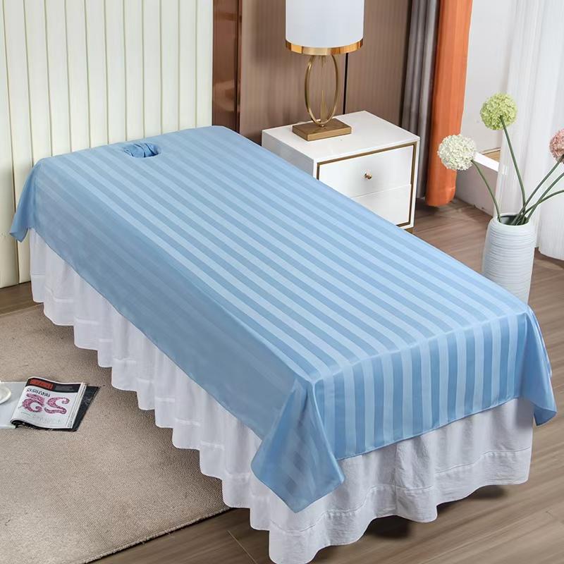 White Washable Beauty Salon Massage Bed Sheet with Hole - Anti-Dirty, Quick-Dry, Wrinkle-Resistant, Customizable.