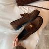 Sheepskin small gold coins flat-bottomed retro loafers women's genuine leather matte one-pedal lazy with skirt British small leather shoes