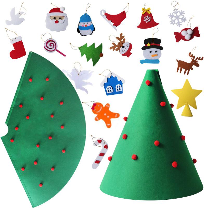 Happy New Year 3D DIY Felt Christmas Tree Kids Gift Ornaments Home Merry Christmas Decoration