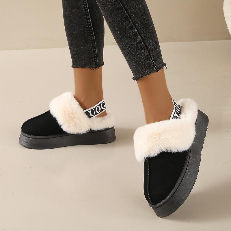 Elastic Autumn and Winter Snow Boots Two Wear Women's Platform Slippers Plush Warm Outside Wear Plush Internet Celebrity Fluffy Sandals