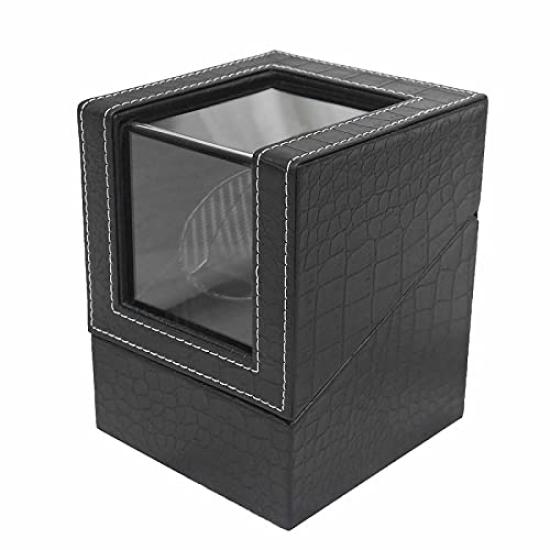 

[WNJAPAN] Watch Winder, Single Watch Winder, Automatic, Silent Design, Popular Gift, Interior Decor, Black Embossed PU Leather, WM-01KU