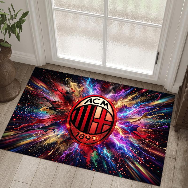 Tapis Velours Cristal Design AC Milan Confortable Non?Tapis imprimé antidérapant pour chambre, salon, entrée