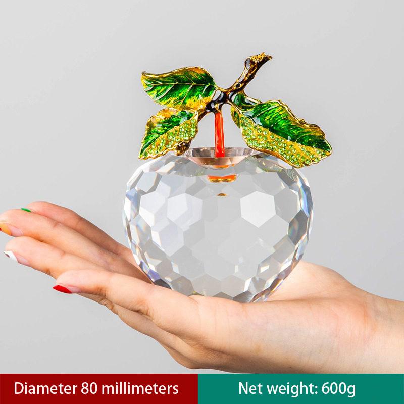 80mm K9 Faceted Crystal Apple Figurine Hand Carved Glass Apple Ornament Decoration Paperweight Christmas Eve Gift / Peace One Size