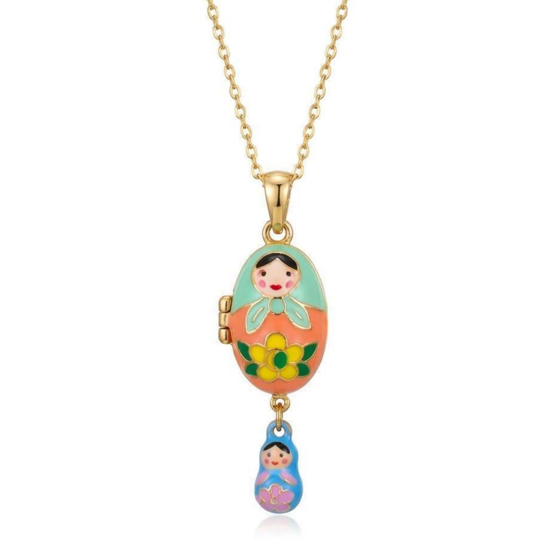 Personalized Color Dripping Egg Opening Tumbler Puppy Pendant Gold Necklace Electroplating