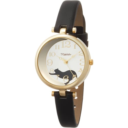 

Fieldwork Cat Gut Analog Watch with Leather Strap, Women s, Black, ST162p-5