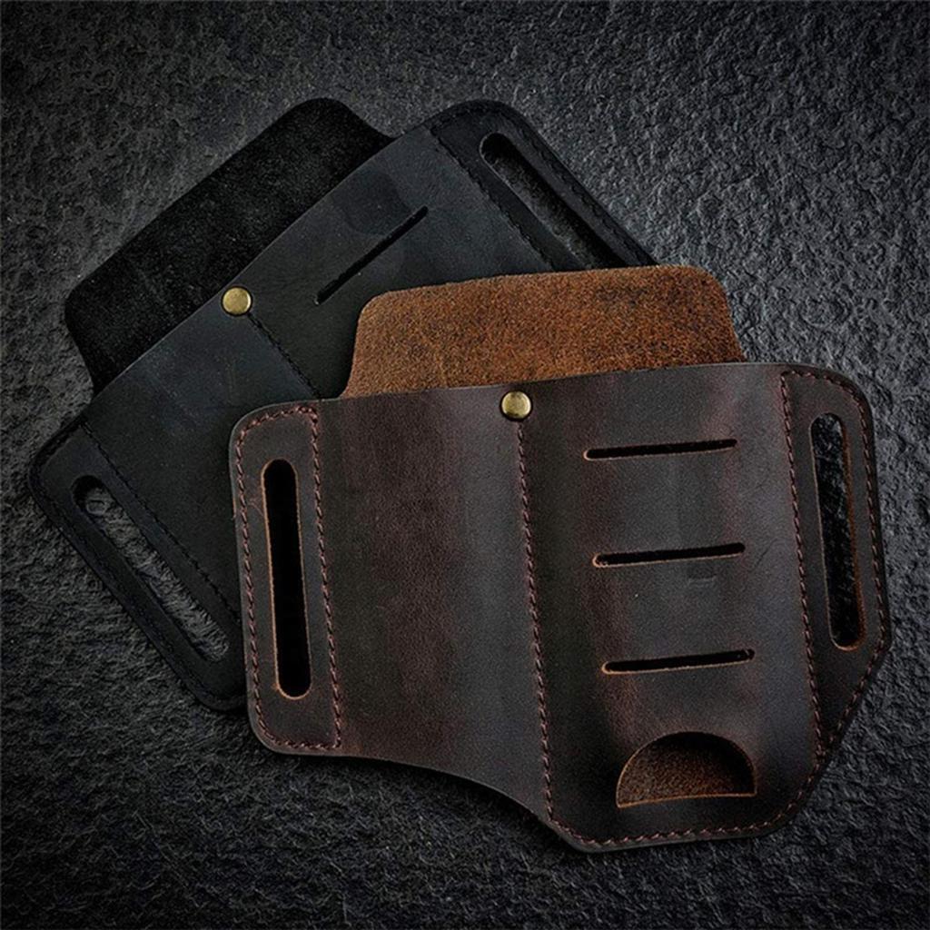 Durable Flashlight Sheath and Keychain Clip, Multitool Leather Sheath, Convenient Tool Organizer for
