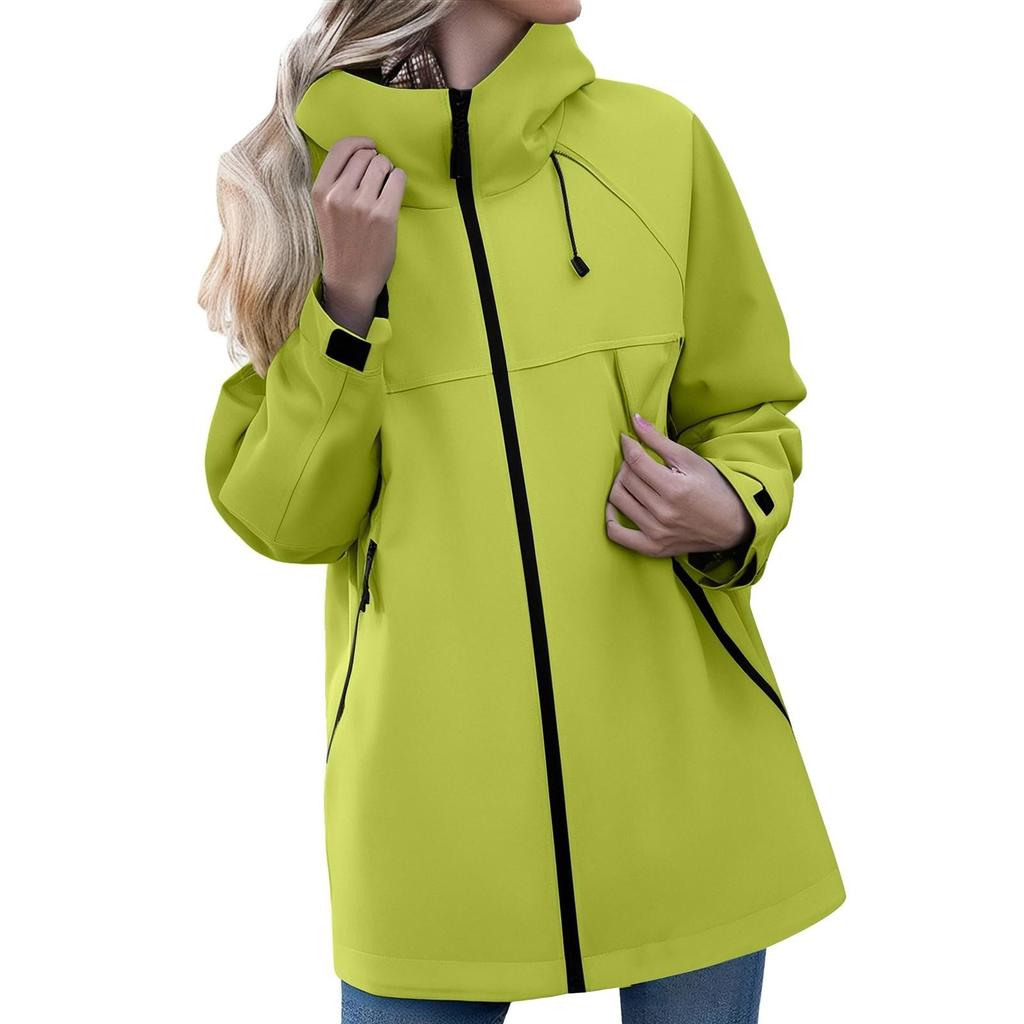 Women's Solid Color Long Sleeved Hooded Outdoor Suit Windproof And Waterproof Thin Jacket