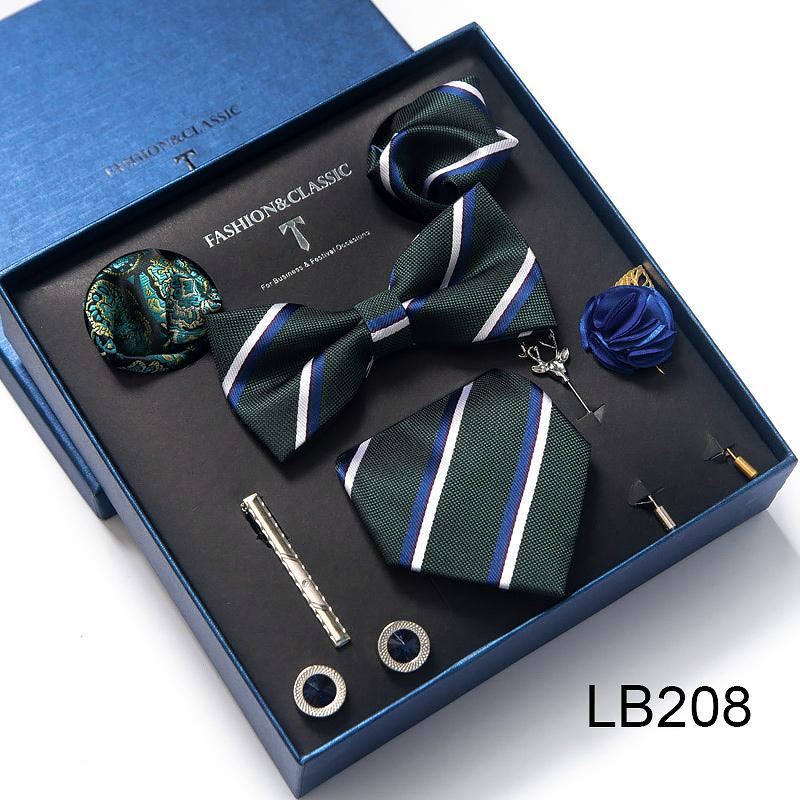 Men s Tie Set Luxury Gift Box Silk Tie Necktie Set 8pcs Inside Packing Festive Present Cravat Pocket Squares Holiday Gift Men