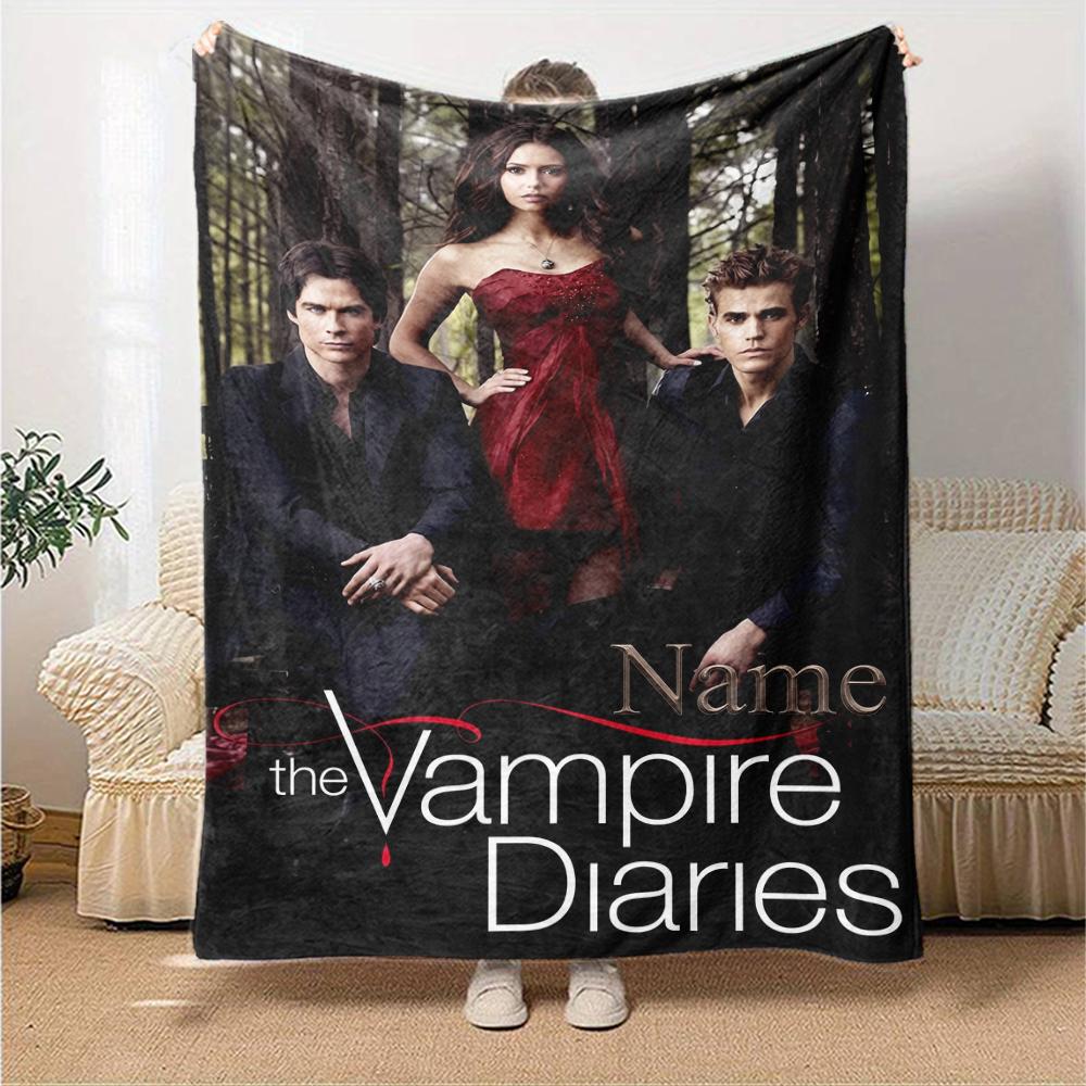 Custom Name Vampire Diaries Theme Printed Blanket Perfect For Couch Bed Travel Outdoor Use Machine Washable Cozy Durable