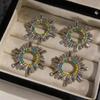 Silver Needle Niche Fashion Rhinestone Geometric Stud Earrings: Light Luxury, High-End Feel, Exaggerated Design for Women.